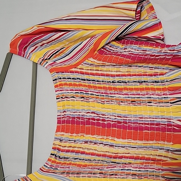 Nordstrom Bobeau Smocked Stripe Top Sz L NWT - Picture 2 of 8